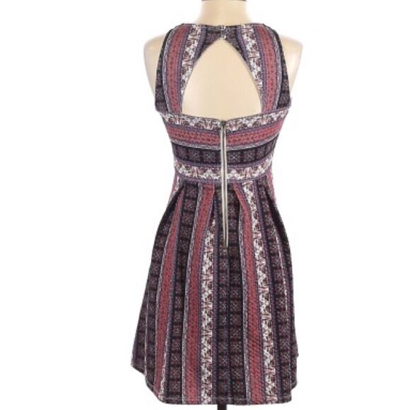 Xhilaration Black, Red, White Halter Striped Bohemian Boho Hippy Summer Dress - Picture 2 of 13